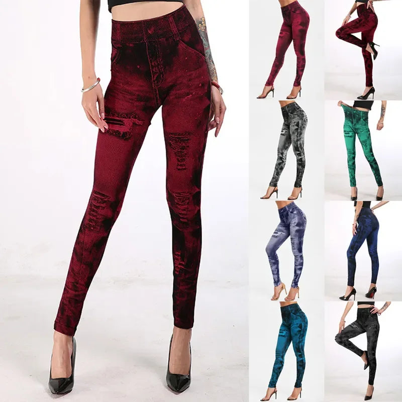 legging jins cintura alta