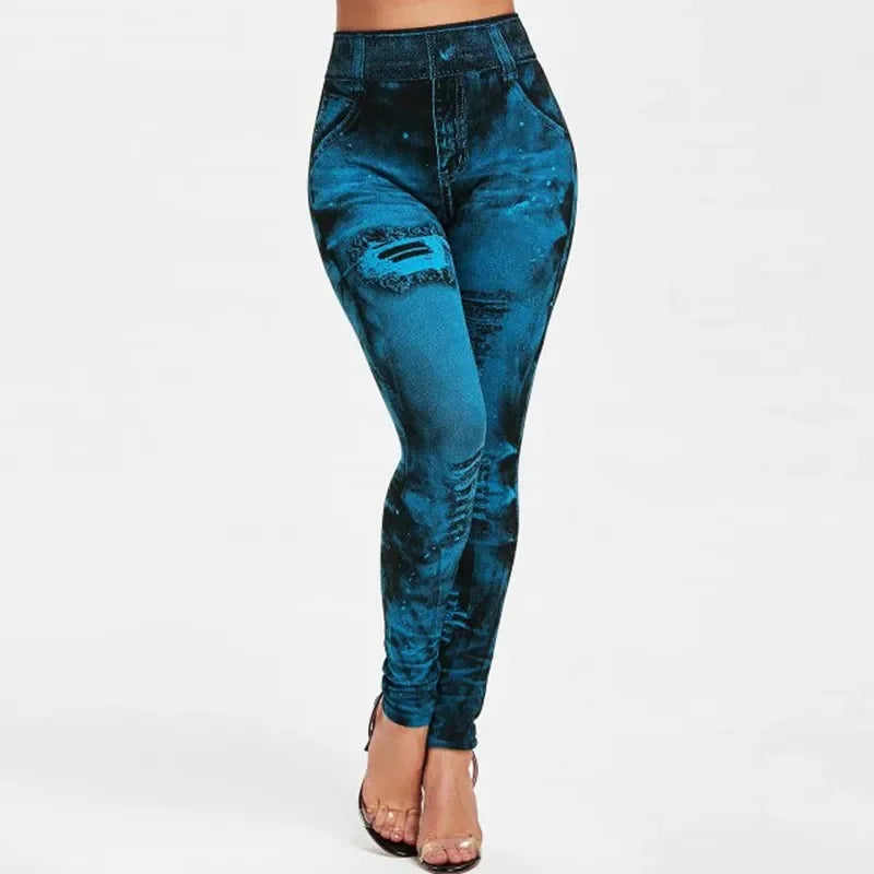 legging jins cintura alta