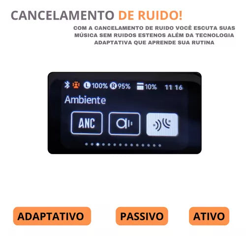 Fones De Ouvido Sem Fio A9 Pro Touch Screen Cancelamento de Ruído