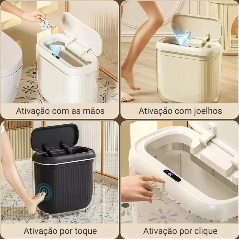 Lixeira para Banheiro e Cozinha Acrílico Automática Sensor