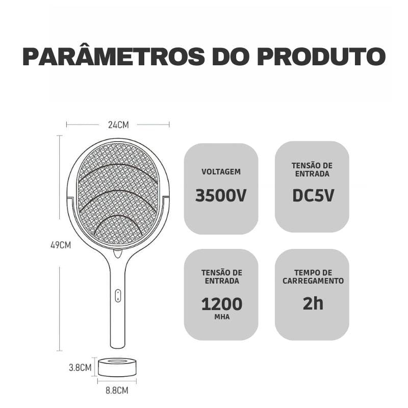 Raquete Elétrica Armadilha Mata Mosquito