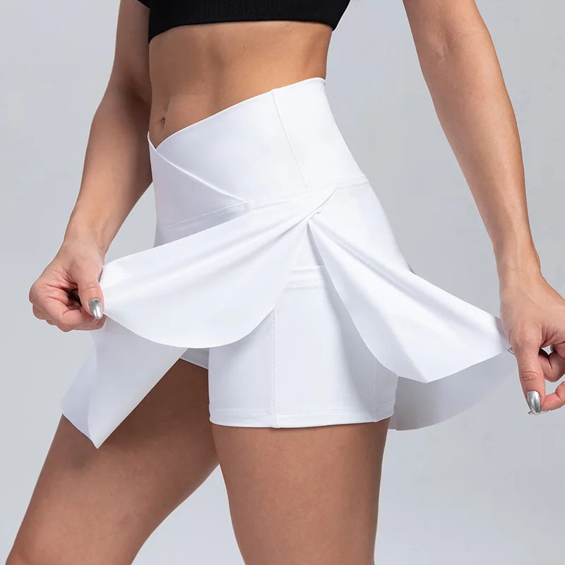 Faldas transpirables con pantalones cortos fitness