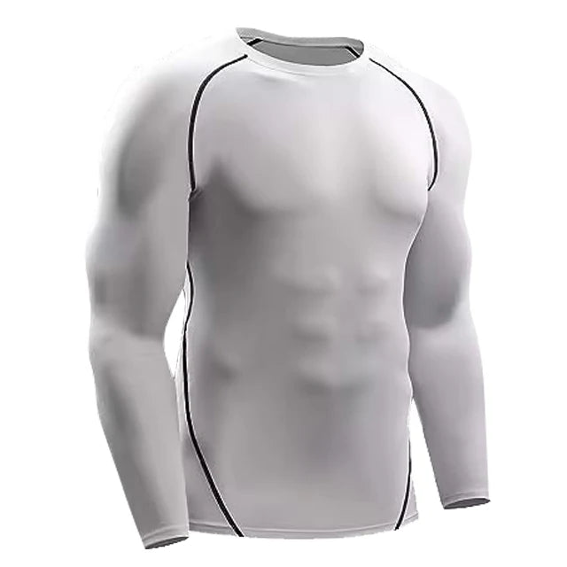 Camiseta de compresión de manga larga para hombre fitness