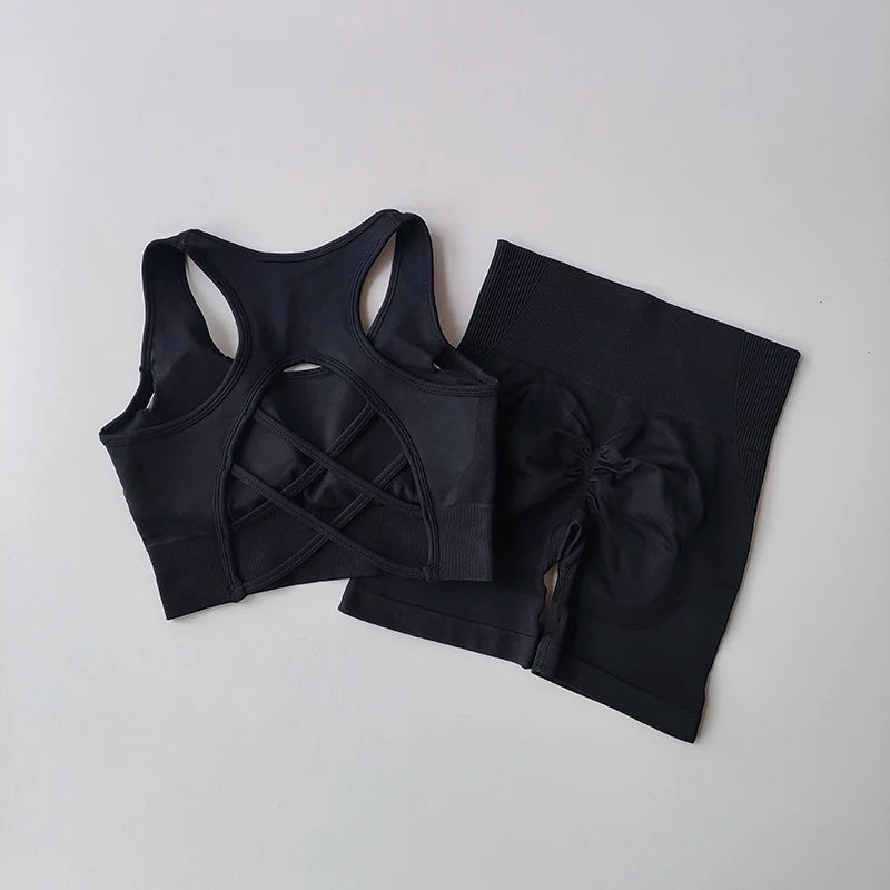 Conjunto fitness x sin costuras para mujer